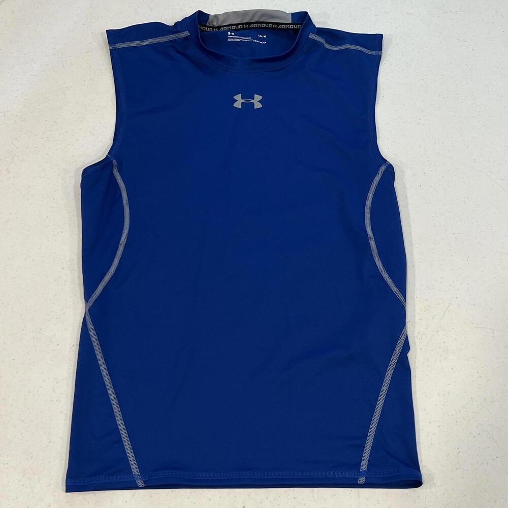 Under Armour Men's HeatGear Armour Sleeveless Compression Shirt Blue Large